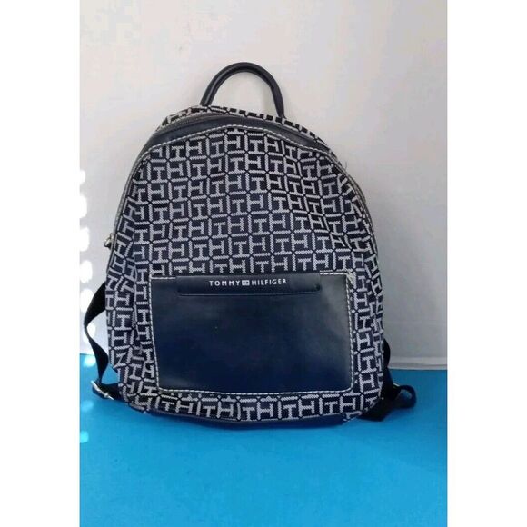 Tommy Hilfiger Backpack Purse Dome Satchel Monogram Logo Book Bag‎ - Picture 1 of 8